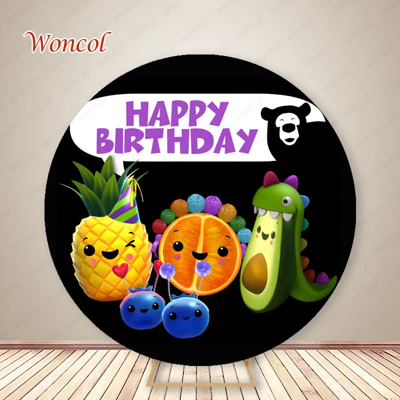 Woncol Hey Bear Fondale Rotondo Sensoriale Baby Birthday Photo Background Neonato Shower Decor Banner Photo Booth Sfondo