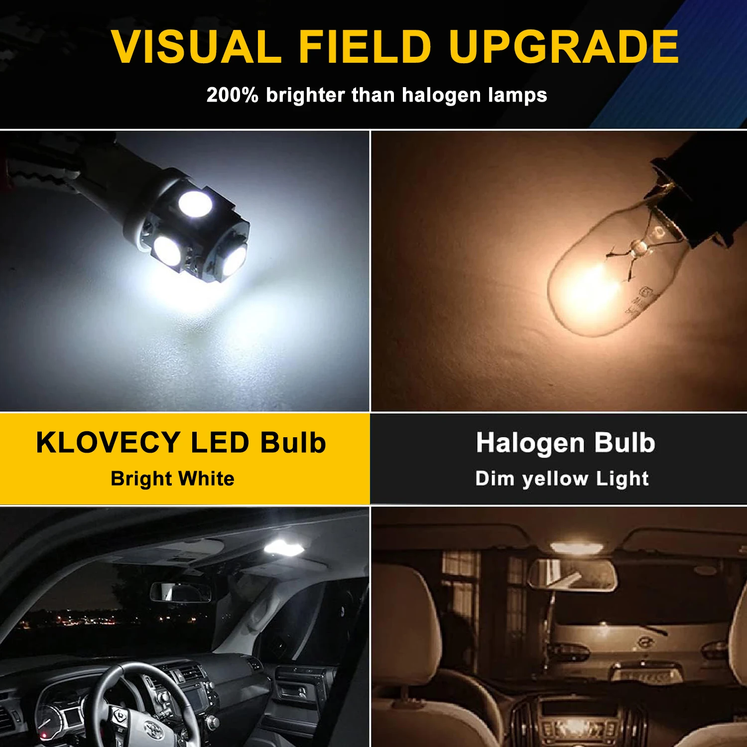 Premium T10 W5W LED Bulb Set for Car Interior Lighting - Multi-Color Options