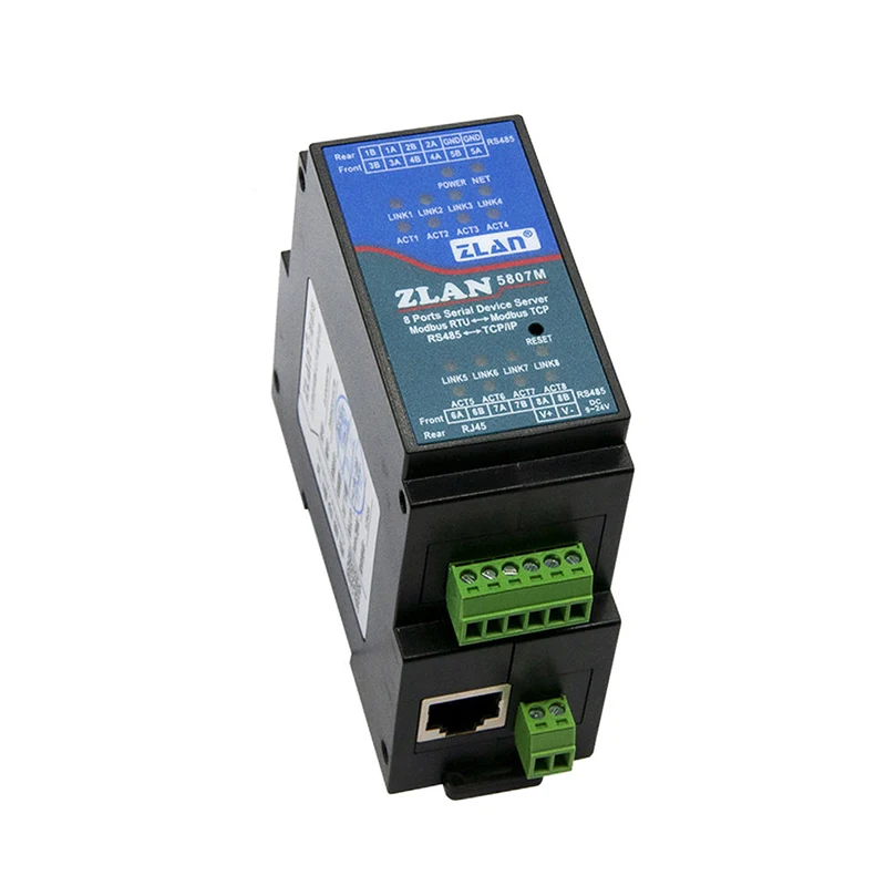 ZLAN5807M 8포트 RS485 이더넷 TCP IP 모드버스 게이트웨이 RTU에서 TCP MQTT JSON 변환기