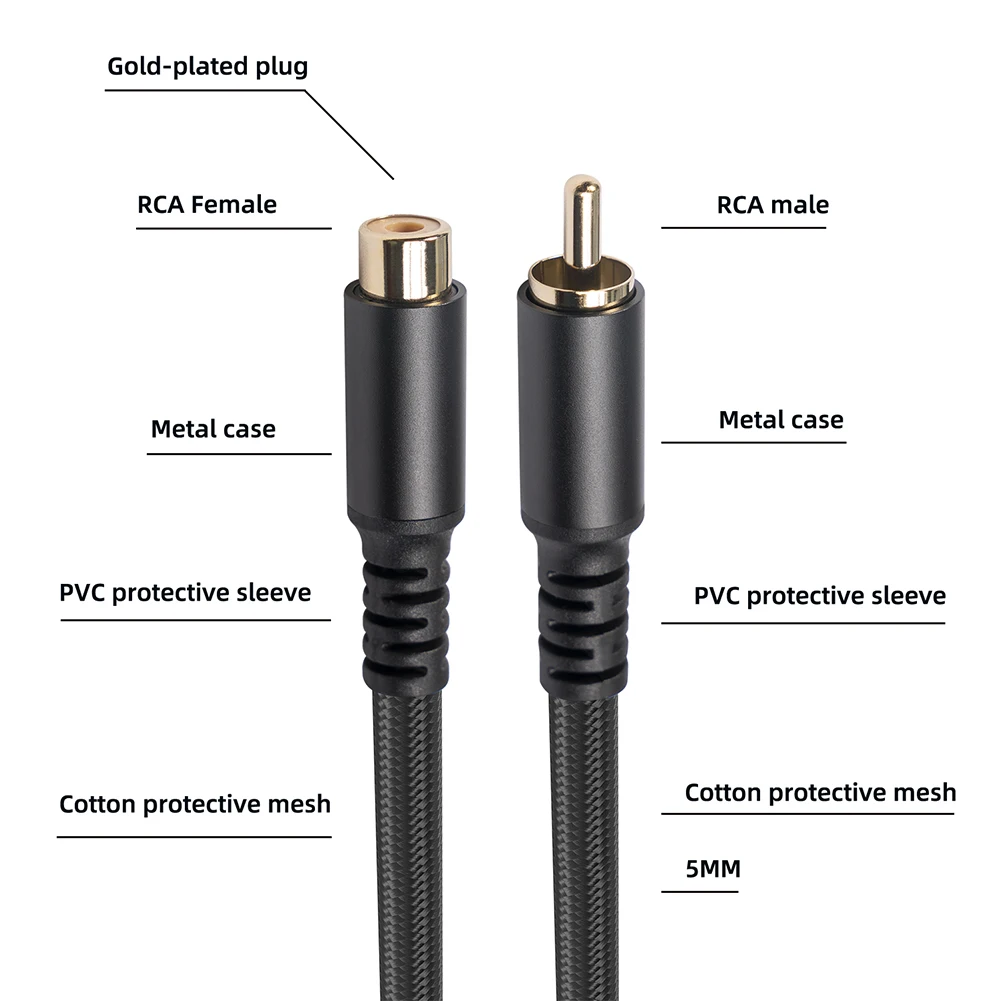 1.8/3/6m RCA Male to Female Adapter Cord for Connecting Game Console