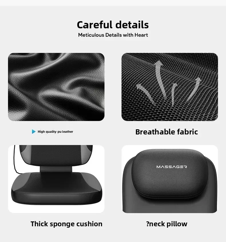Massage Cushion for Neck and Back with Kneading and Vibration