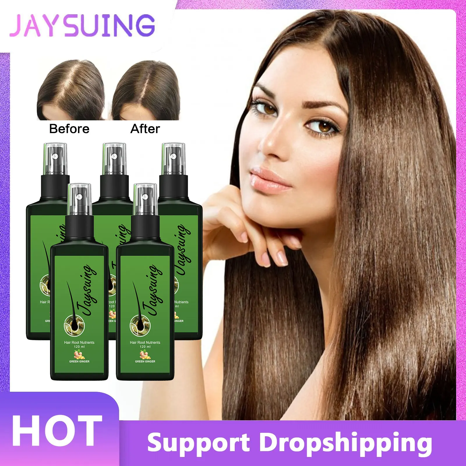 

Ginger Hair Growth Spray Promote Hair Thick Growth Liquid Scalp Damaged Treatment Massage Repair Anti-fall Anti Hair Loss Serum