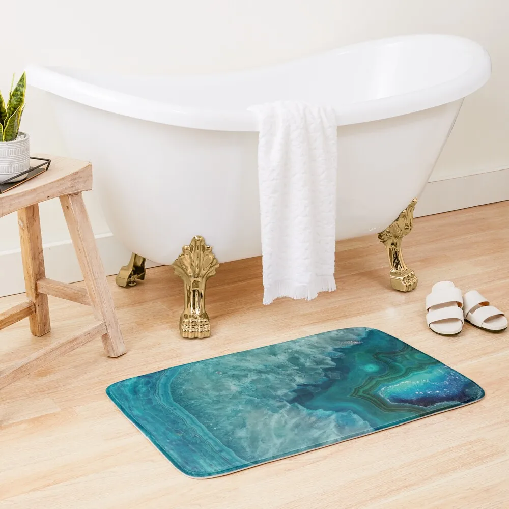 Turquoise teal agate stone Bath Mat Bathroom Rugs And Mat Set Carpet Rug Bathroom And Shower