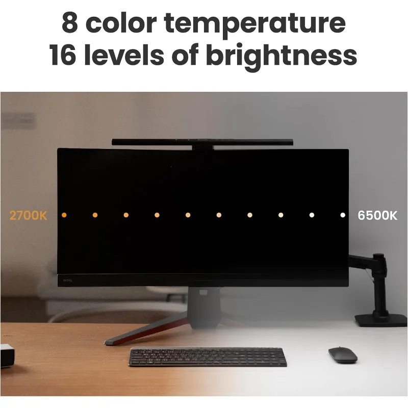 ScreenBar Pro LED Monitor Light (Black)/Ultrawide Illumination/Motion Sensor/Adjustable Brightness and Color Temperature/Ey 5