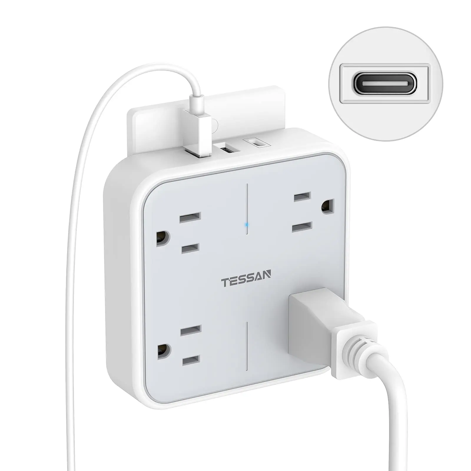 TESSANMultiplePlugOutletsExtenderwith4ACOutlets3USB1USBC