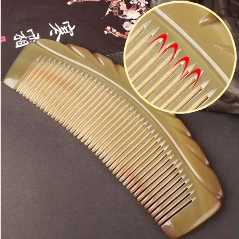 Handmade Horn Comb Natural Long Hair Thickening Household Massage Head Anti Static Loss Combs Hair Styling Detangling 4