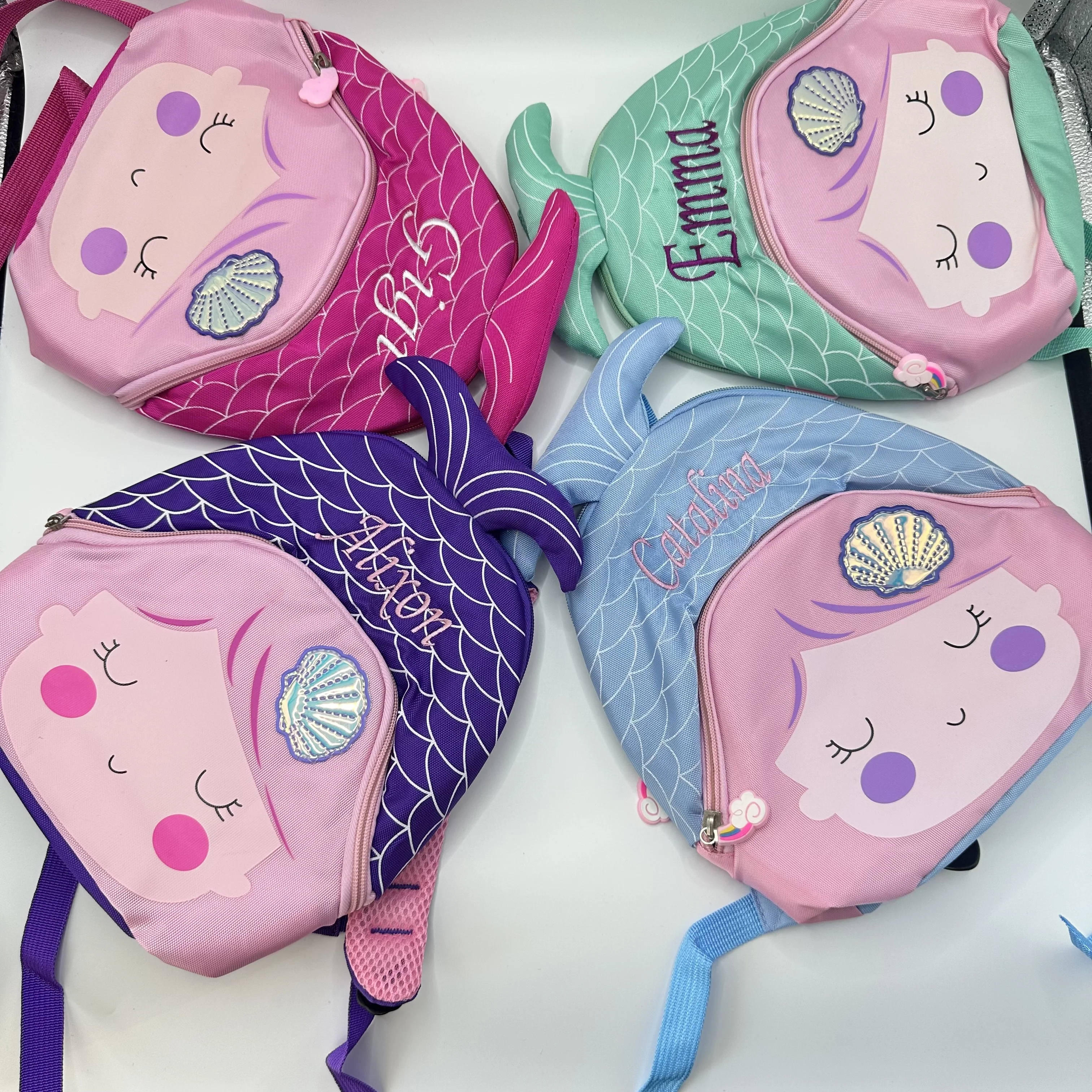 

New Cartoon Mermaid Children's Backpack Boys Girls Personalized Kindergarten Backpack Lightweight Custom Name Kid's Mermaid Bag