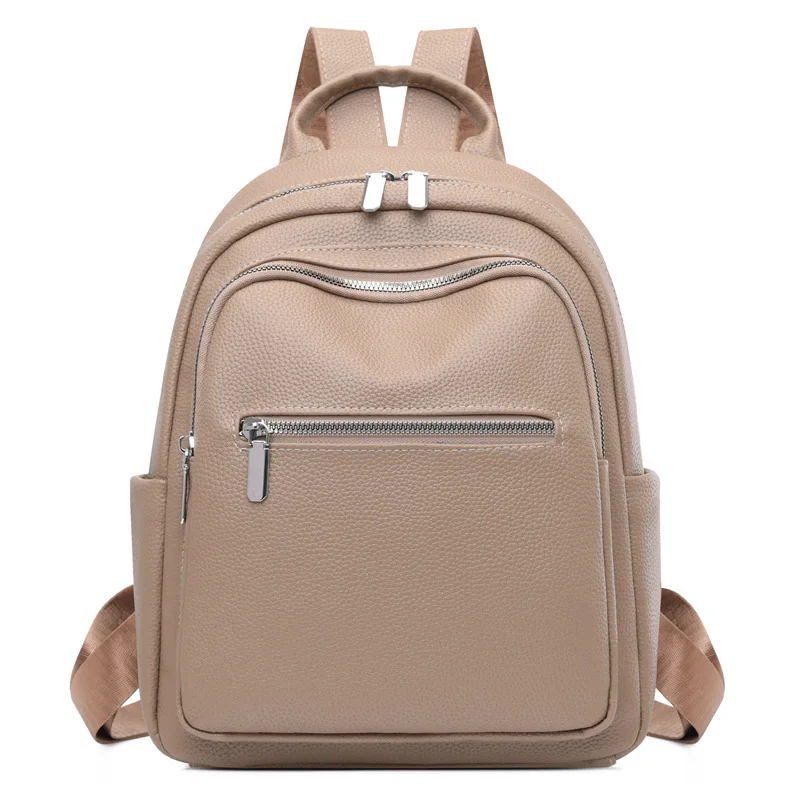thumbnail image 1 of Nueva mochila de cuero suave de PU, mochila de viaje liviana para mujer, mochila de viaje de gran capacidad con sentido avanzado para mujer, 1 of 4