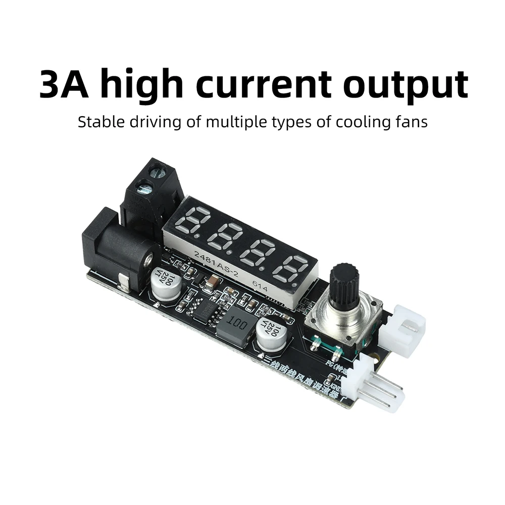 LED Digital Fan Temperature and Speed Controller with Adjustable Voltage Output, DC 12V 3A