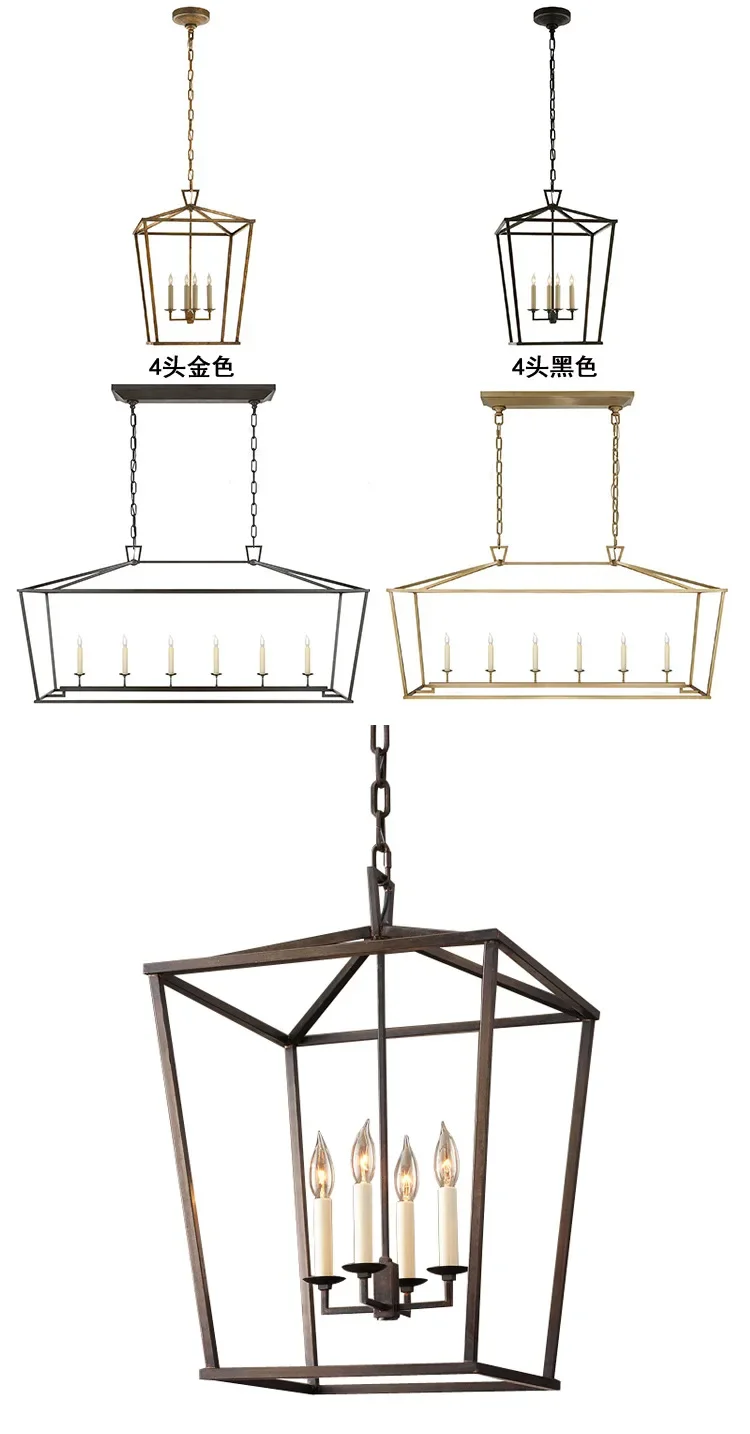 Laterne Pendelleuchte Loft amerikanische Vintage-Lampe minimalistische schmiedeeiserne Lichter für Wohnzimmer Esszimmer Bauernhausbeleuchtung – Detail 5