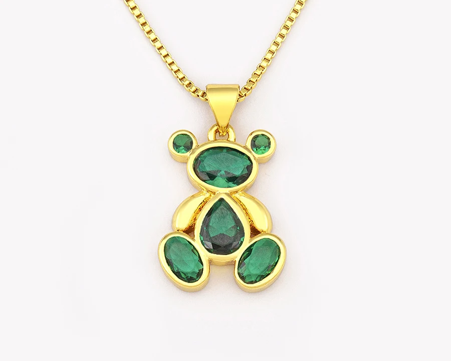AIBEF Cute Bear 6 Colors Crystal Pendant Women Necklace Fashion Korean Jewelry Exquisite Girl Birthday Party Children's Day Gift