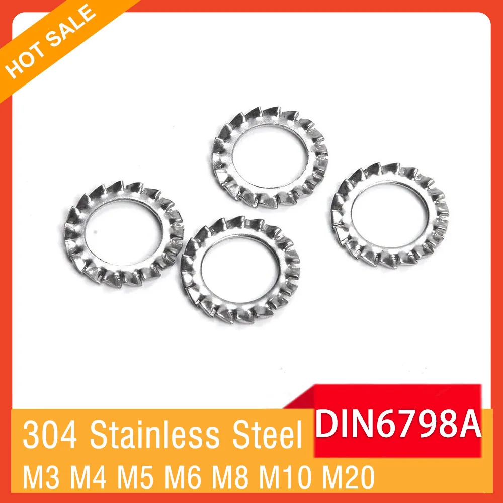 

M3 M4 M5 M6 M8 M10 M20 DIN6798A 304 Stainless Steel Serrated Lock Washer External Toothed Gasket