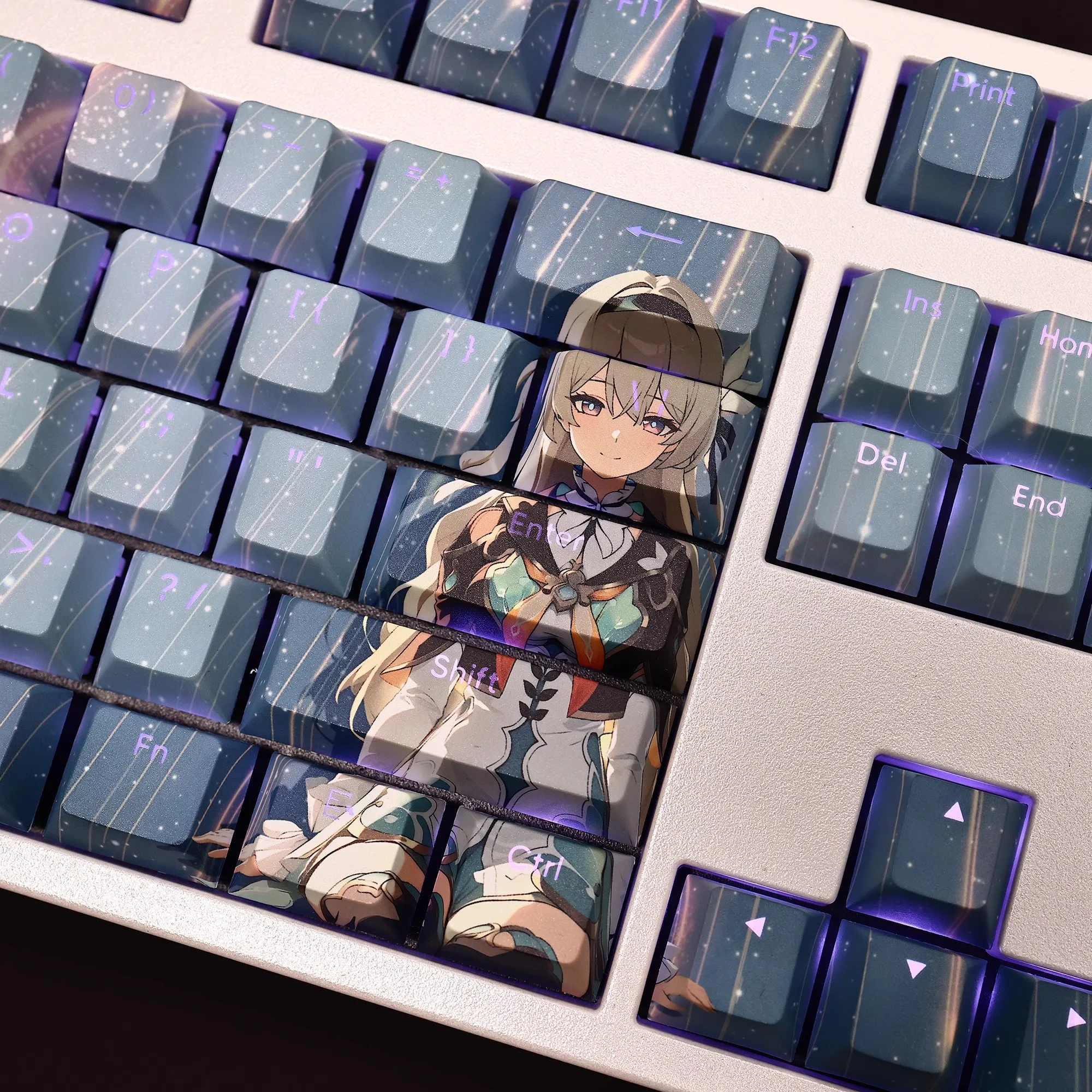 Keycaps dos Desenhos Animados para Teclado Keycaps Anime Keycaps para Ansi 61 87 104 108 Chaves Pbt Dye Subbed Star Rail Firefly Anime 108 Chaves - Imagem 6