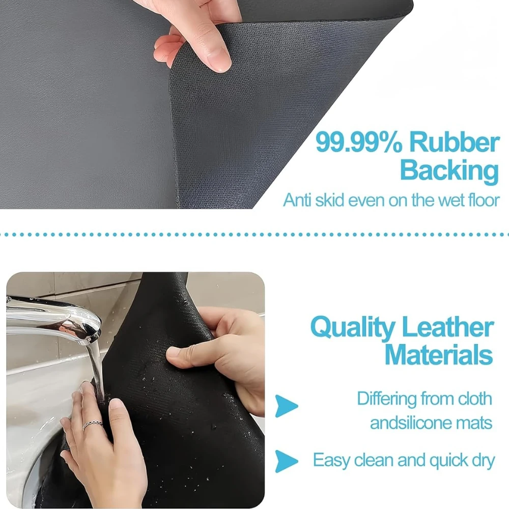 Deluxe Absorbent Countertop Dish Mat with Non-Slip Rubber Backing