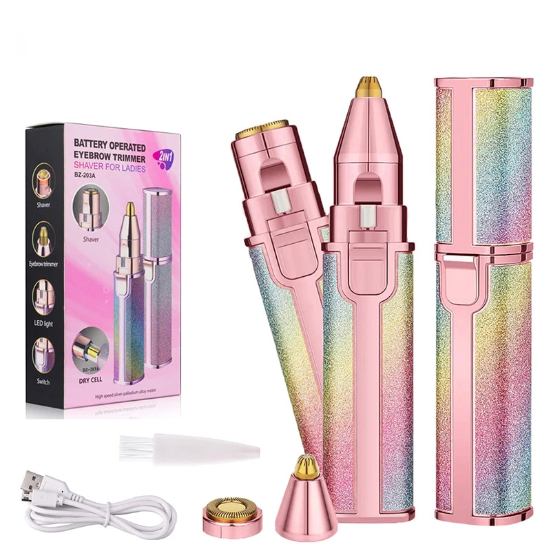 Tondeuse à sourcils électrique Rechargeable 2 en 1 pour femmes, épilateur Facial, taille de stylo