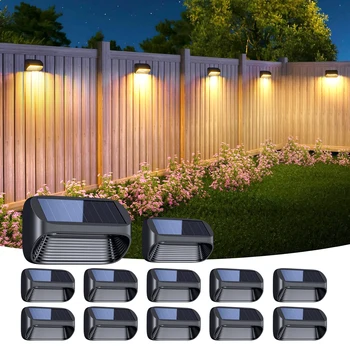 6/12 Pack Fence Lights Solar Powered, Auto On/Off, Solar Deck Lights for Outside Yard Fence Deck Wall Patio Decor 1