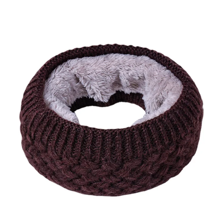 Outdoor Cold-proof Scarf Warm in Winter Boys and Girls Knitted Neck Protection Solid-color Wool Plush Thick Neck Cover