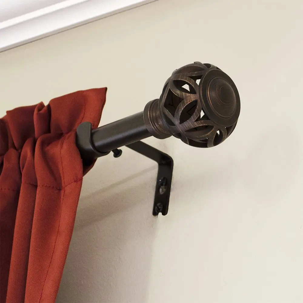 

3/4" Oil-Rubbed Bronze Knob, Single Curtain Rod, 30-84", Bronze