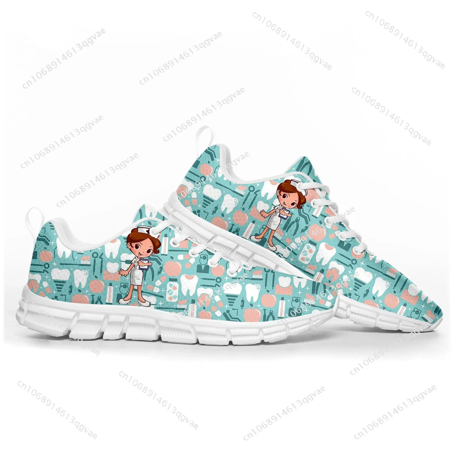 Tooth Dentist Cartoon Sports Shoes Mens Womens Teenager Children Customized Sneakers Tailor Made Shoe High Quality Couple White
