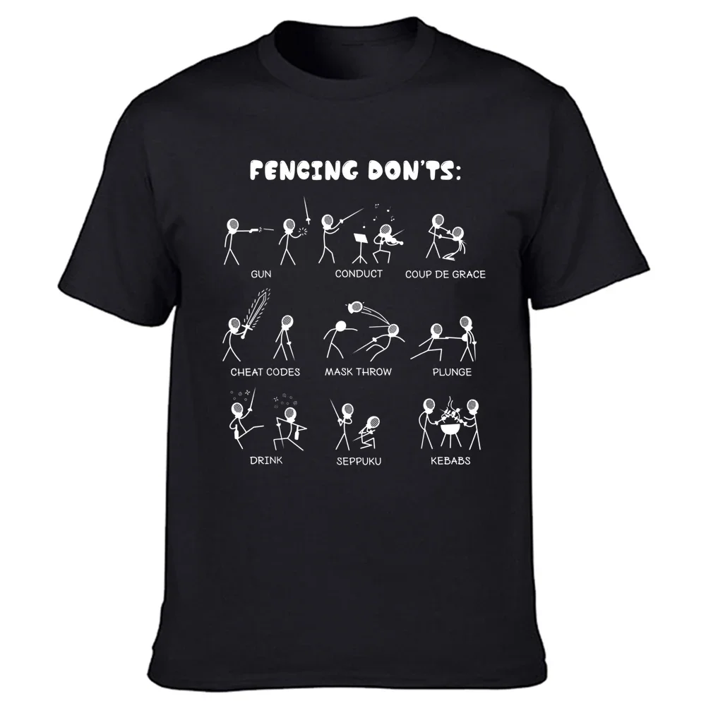 Fechten Lustiges T-Shirt Don't Cartoon Grafik Baumwolle Streetwear Kurzarm Geburtstagsgeschenke Sommer Stil T-Shirt Herrenbekleidung