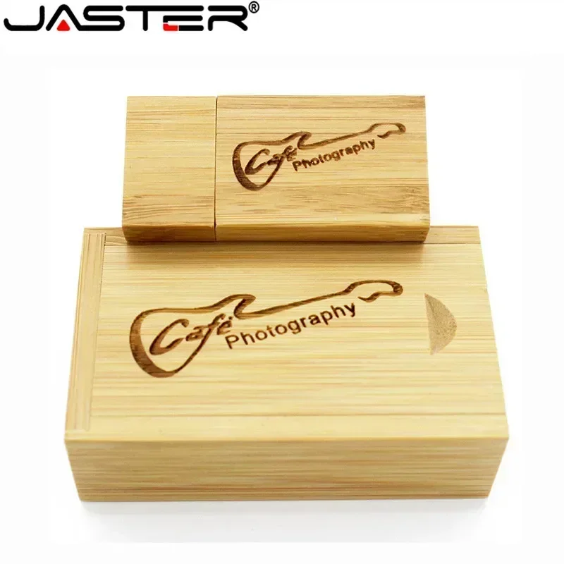 JASTER USB 플래시 드라이브 2.0 무료 사용자 정의 로고 나무 Pendrive 메모리 스틱 128GB 64GB 16GB 32GB 8GB 레이저 조각 결혼 선물