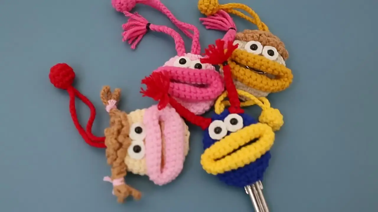 Cute Sausage Mouth Doll Crochet Keychain Keys Storage Funny Mini