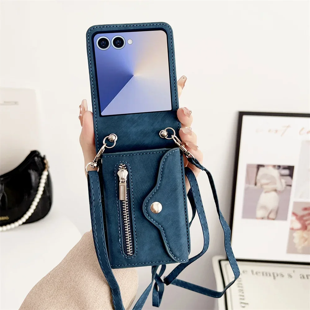 Elegant Leather Crossbody Zipper Wallet Phone Case with Card Holder