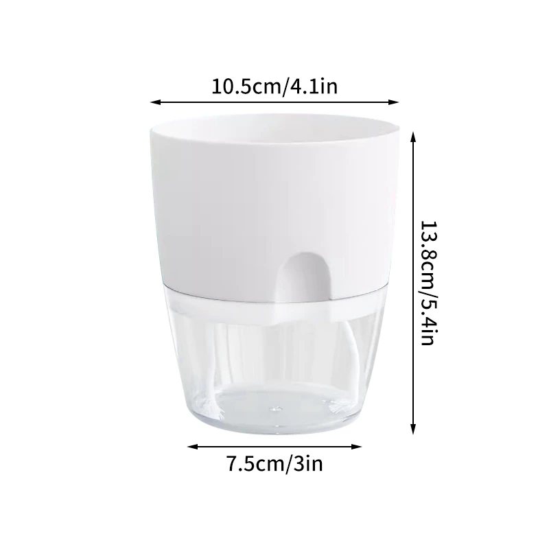 Transparent Self-Watering Hydroponic Flower Pot with Double-Layer Design and Cotton Rope System