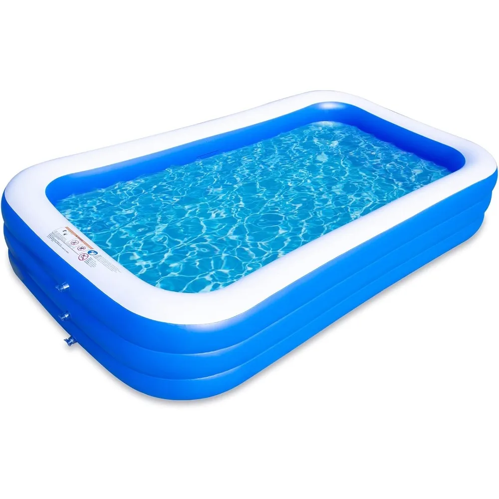Sumbee Inflatable Swimming Kiddie Pool for Adults Kids Ages 6-12, Size 120" X 72" X 22" Large Blow Up Pool for Family Backyard