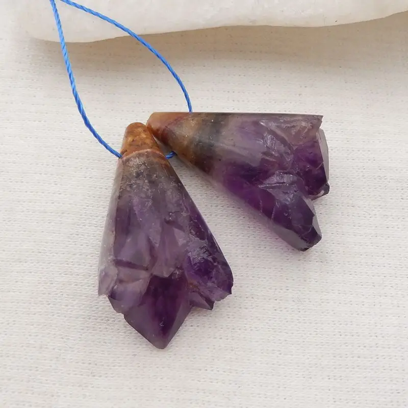 Natural Stone Drusy Amethyst Handmade Jewelry Earring Pair For Women 28x14x12mm 9g