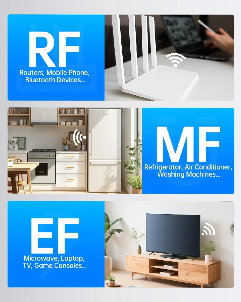 FNIRSI ERD-10 EMF 감지기, 4 in 1 곡선 모드 EMF 방사선 측정기, EMF 리더 전자기장 무선 주파수 감지기