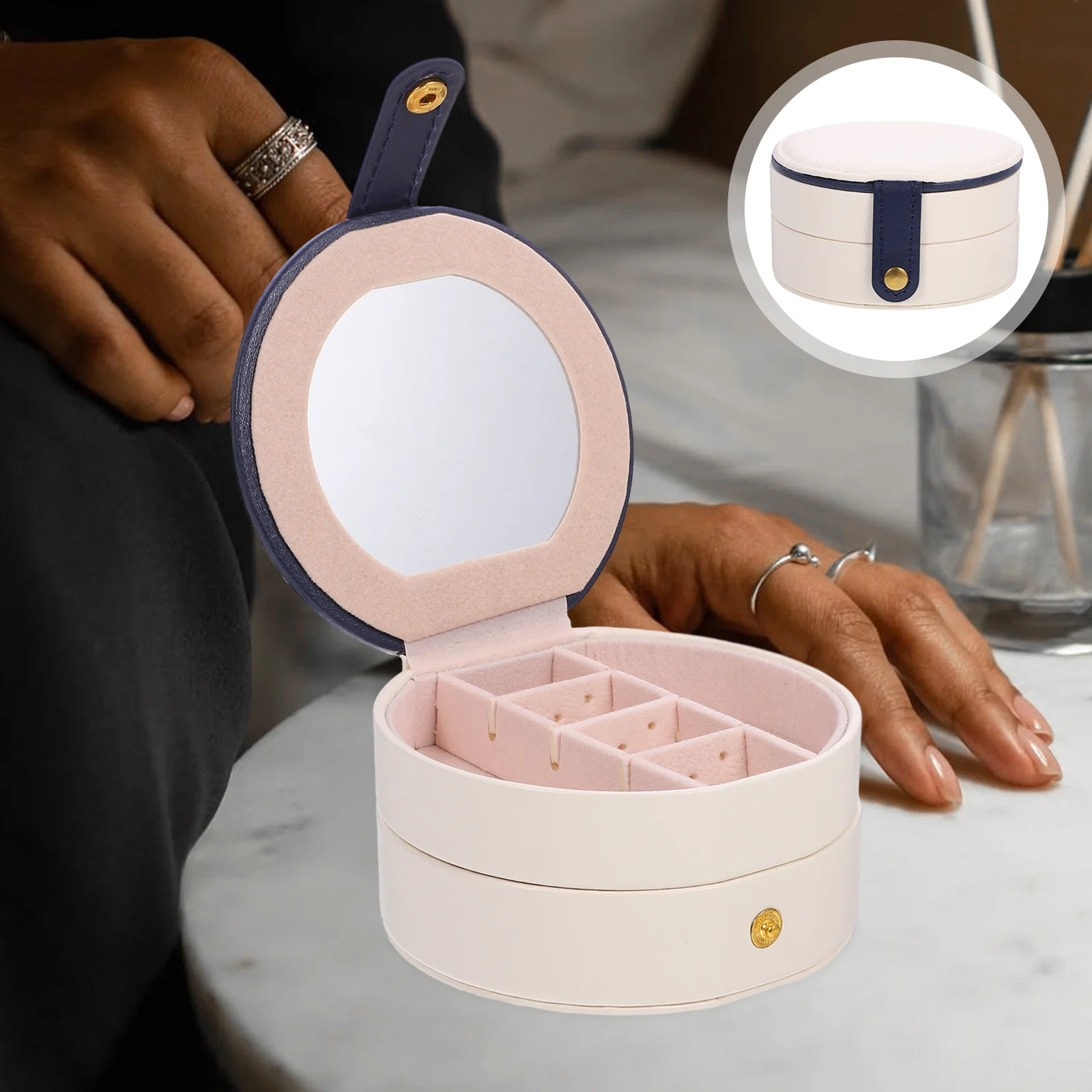 

Small Travel Jewelry Box Organizer Portable Rings Earring Necklace Case Jewelry Container