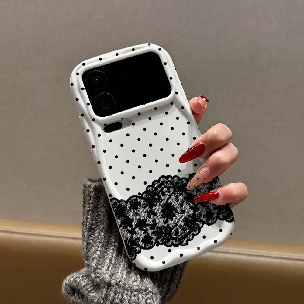 Luxurious Polka Dot Lace Print Phone Case - Soft Wave Oil Cover