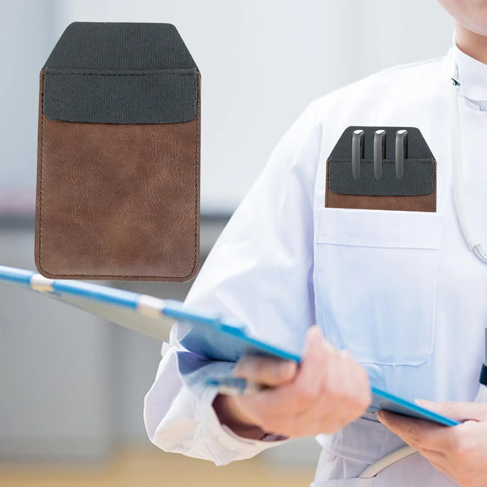 Pocket Protector Leak Pocket Holder Organizer Pen Pouch Pencil Case Multi Purpose PU Leather Pen Sleeve for Coats Sh