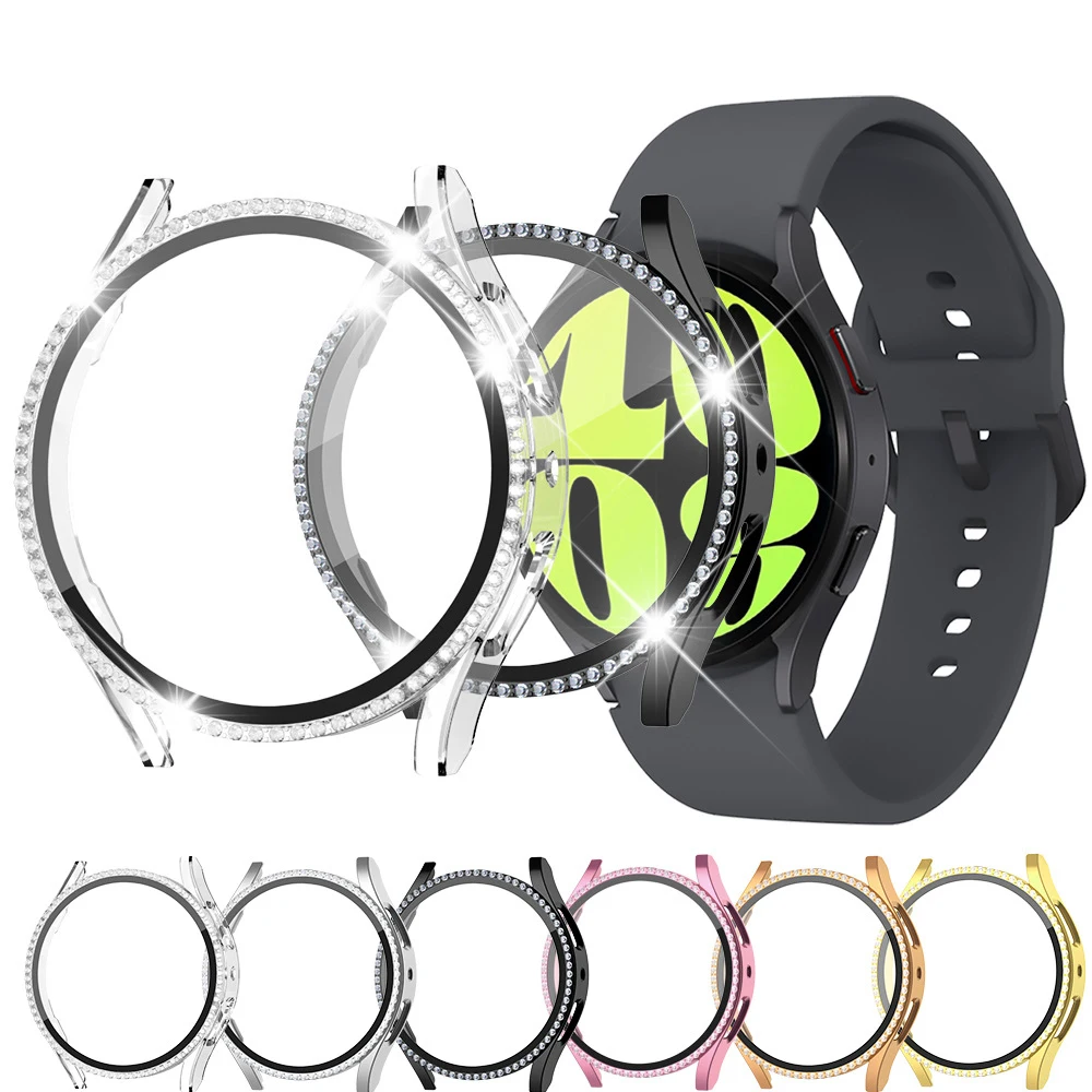 Per Samsung Galaxy Watch 6 Case 40Mm 44Mm Tempera Glass Screen Protector Custodia Bling Per Galaxy Watch 6 5 44/40Mm Cover