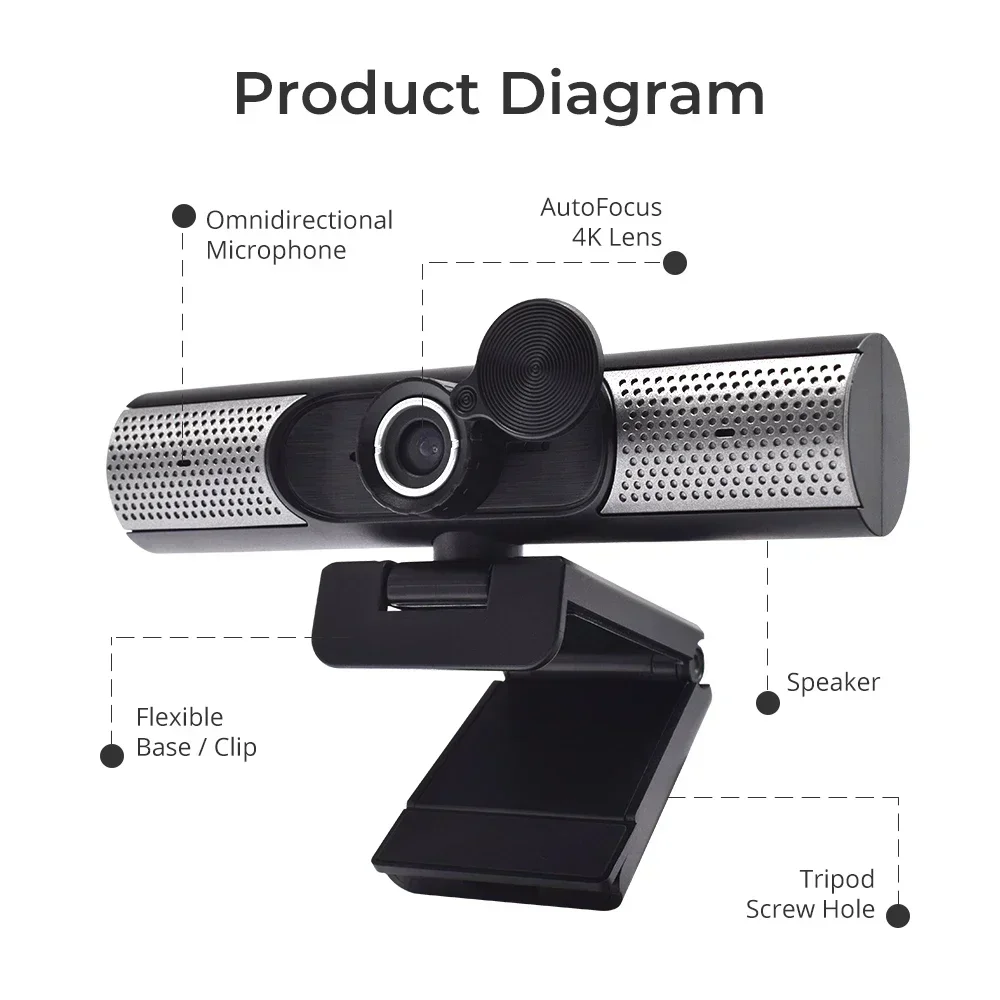 PEGATAH Mini 4K Webcam USB Computer Webcam For PC Laptop Live Streaming Full HD 1080P Web Camera For Work With Microphone Tripod