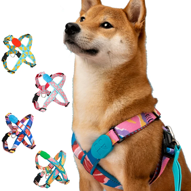 Premium Explorer Harness Y-Shaped Dog HarnessAdjustable Durable Nylon Soft Padding Metal Buckles and Leather Handle for Pets