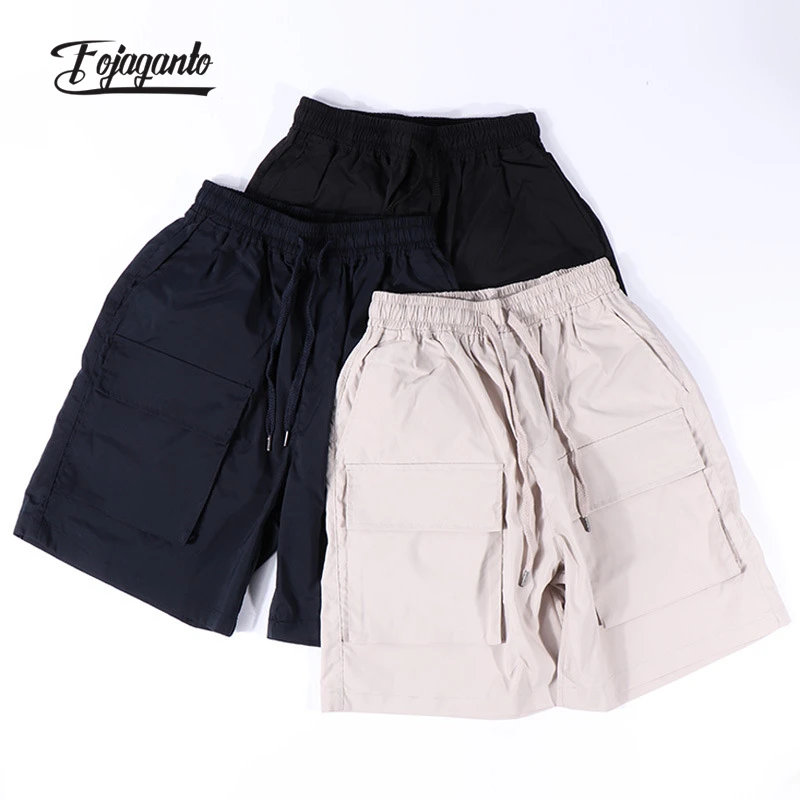 

FOJAGANTO Men Summer Thin Overalls Shorts Loose Casual Sports Shorts Trendy Fashion Solid Color Cargo Shorts Men