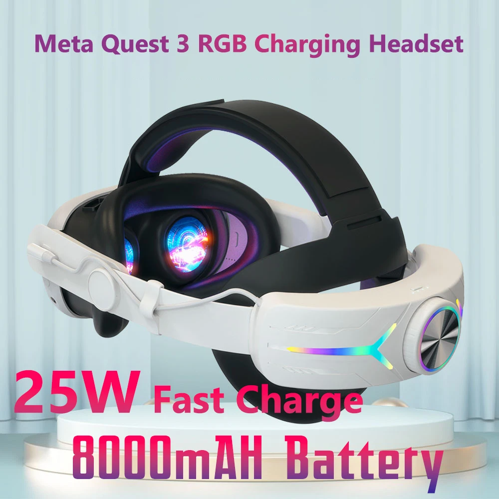 Batteria ricaricabile per Meta/Oculus Q-uest 2, 5000 mAh Portatile Power Bank Compatibile con Elite Strap Design leggero Prestazioni avanzate per VR Ricarica Più Veloce Prolungata 2,5 ore Palytime