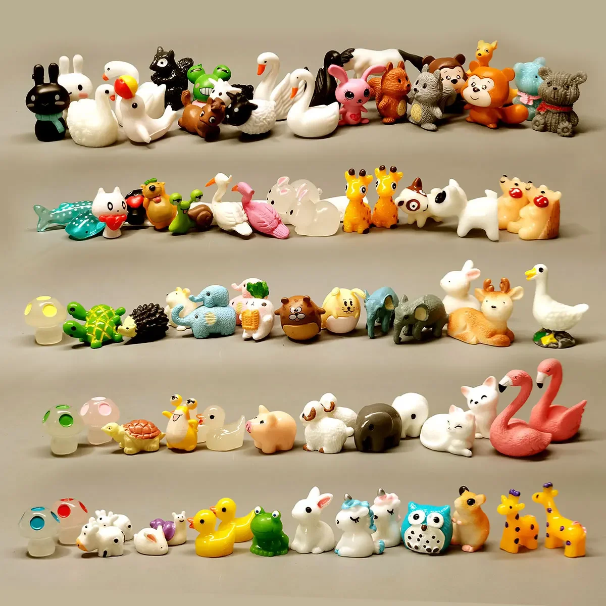 Magic Fairy Garden Accessories set 2/4/6 Miniature Toy Flamingo Animal Figure Elephant Duck Frog Deer Craft Terrarium Moss Decor