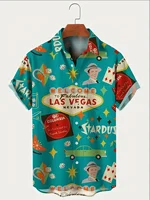 Chemise d'été décontractée à manches courtes pour hommes, haut confortable pour les vacances d'été, fleurs vertes, motif intéressant et attrayant 5