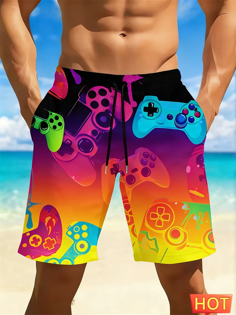 Cool Graffiti Gamepad Beach Shorts For Men Quick Dry Swim Shorts For Casual Daily Wear Beach Days And Video Game Themed Shorts