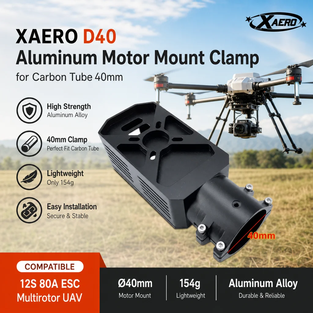 XAERO D40 40mm Aluminium-Motorhalterung für Carbonrohr 12S 80A ESC Multirotor UAV