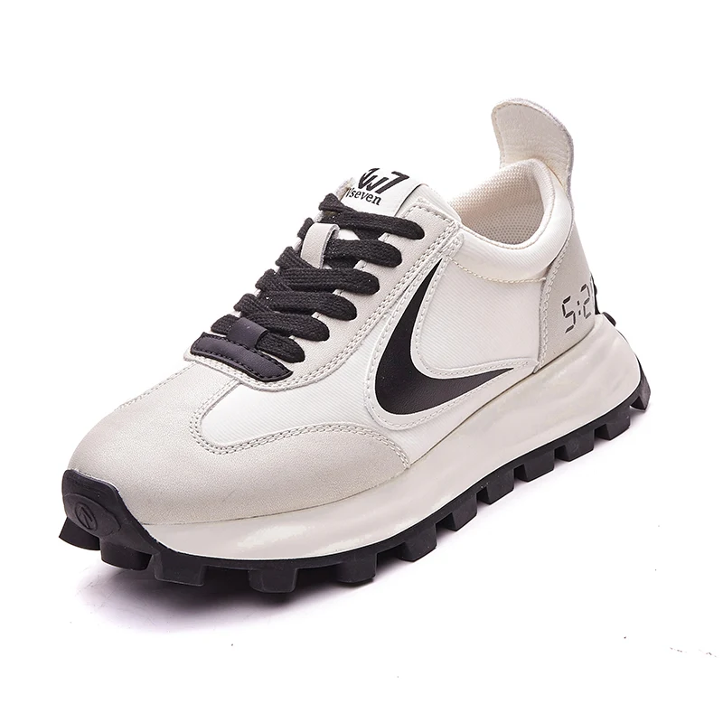 Genuine Leather Spring 2023 New Explosive Color-block Breathable Women's Shoes Platform Soft Sol Athleisure Dad Shoes