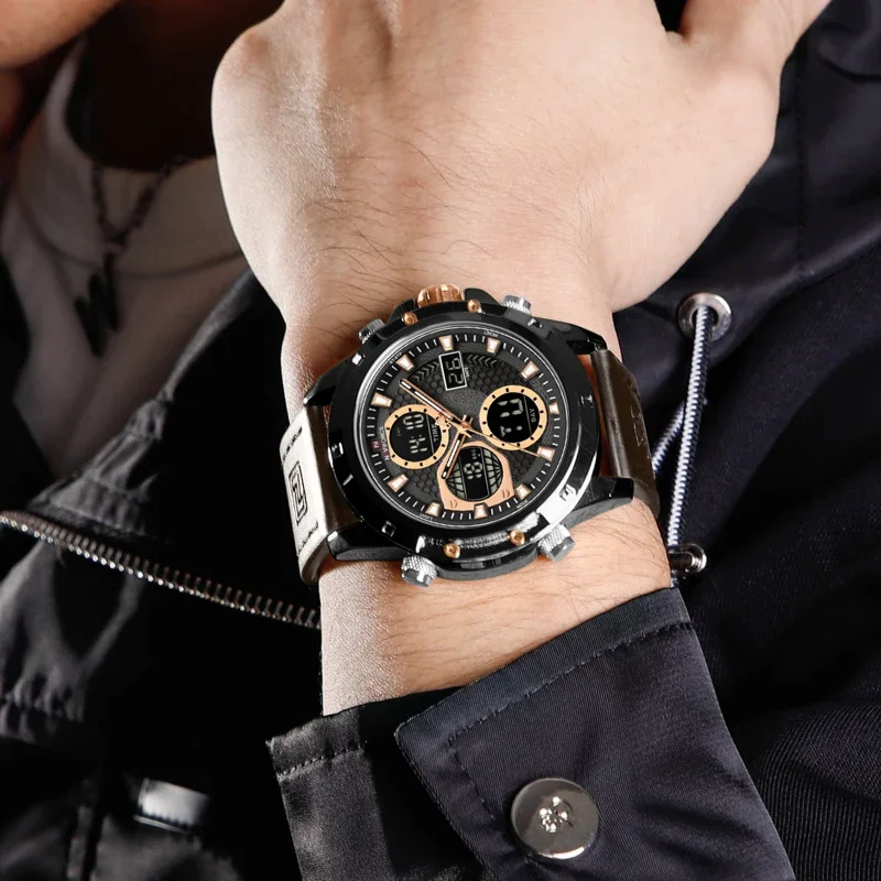 Leather Mens Light Up Watch NAVIFORCE New Top Brand Luxury Men - Main Image