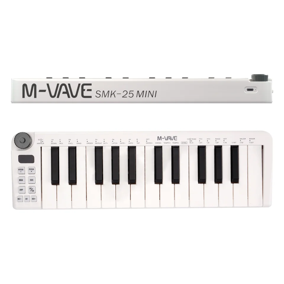 M-VAVE SMK-25 Mini teclado MIDI, portátil, recarregável, 25 teclas