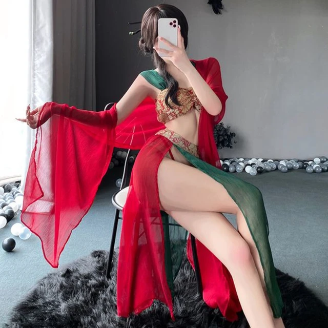 Ancient Chinese Cosplay Porn - Traditional Classic Chinese Red Green Hanfu Sexy Lingerie Women's Costumes  Anime Cosplay Chiffon See Through Ancient Bra Dresses - Cosplay Costumes -  AliExpress