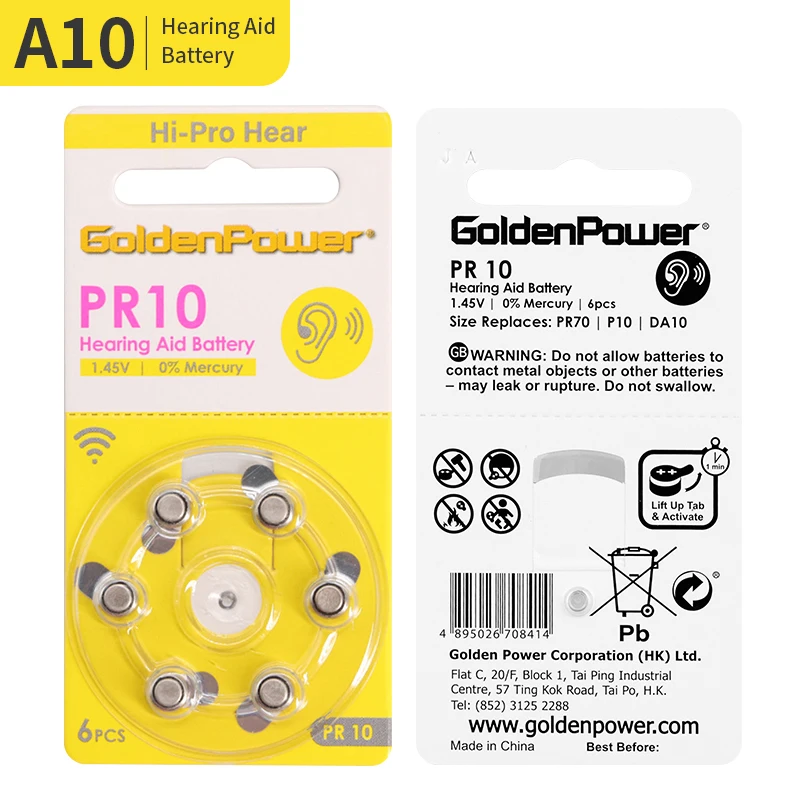 A10/LR44 Hearing Aid Batteries /A13/A312/A675/LR754 Hearing Aids Accessories PR10/PR13/PR312/PR675 Battery 5
