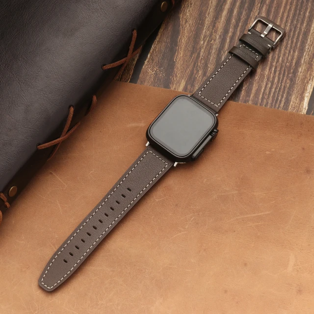 Genuine Leather Strap For Apple Watch Bands Series SE 7 6 5 4 3 Famous  Brand Luxury Watchbands For iWatch 45/44/40mm 41/42/38mm - AliExpress