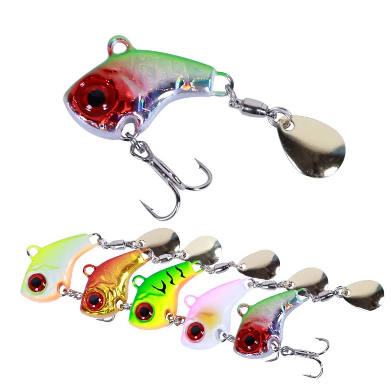 Metal Mini VIB Spoon Spin Sequin Lure Hard Bait Crankbait Vibration Spinner Sinking Fishing Spoon 7g 10g 14g 20g